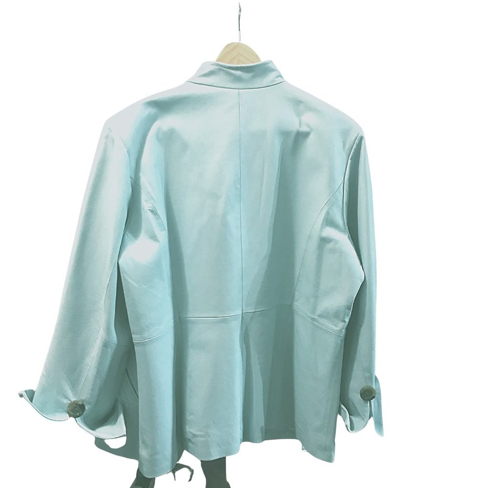 JERRY LEWIS CLASSIC LUXURIES SKY BLUE LEATHER JACKET SIZE LARGE - Picture 4 of 6